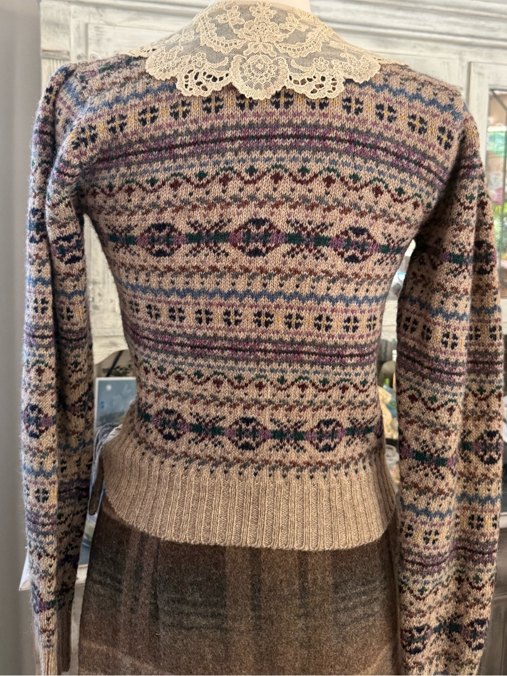 Vintage Ralph Lauren Lace Collar Fair Isle Sweater - Picture 12 of 12